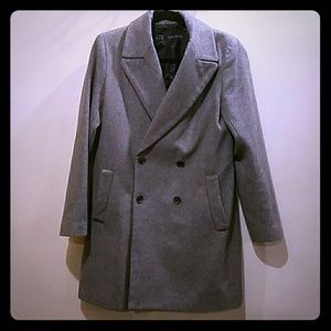Zara basic gray wool oversize pea coat