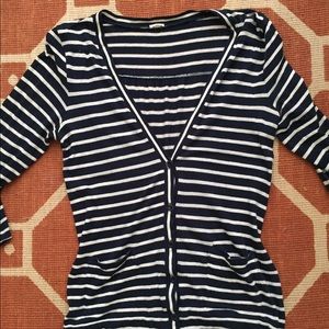 J. Crew navy and white stripe cardigan