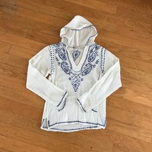 WGACA Gauze Embroidered Shirt with Hoodie