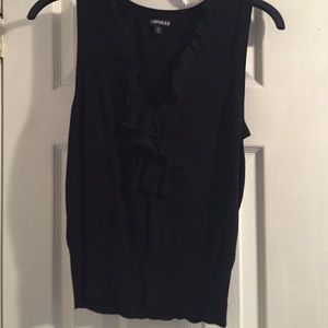 Black sweater vest with ruffle front