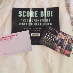Sephora make over and 2 Victoria's Secret coupons