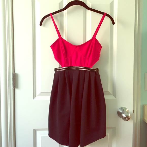 Pink and blue cutout dress