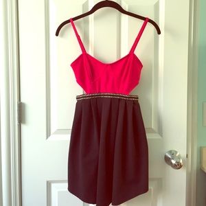 Pink and blue cutout dress