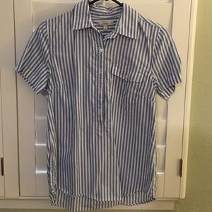 Jcrew blue and white stripe popover