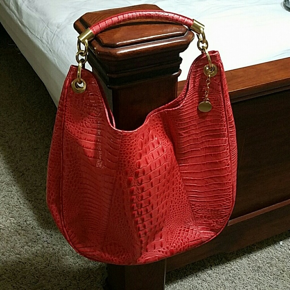 Authentic Brahmin coral aligator skin purse