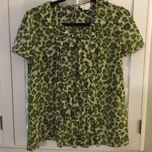 Kate spade green print bow blouse