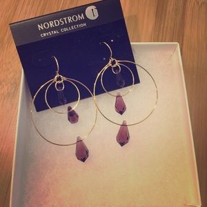 NWT Nordstrom crystal collection amethyst earrings
