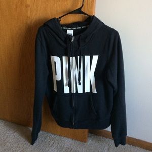Pink black zip-up hoodie