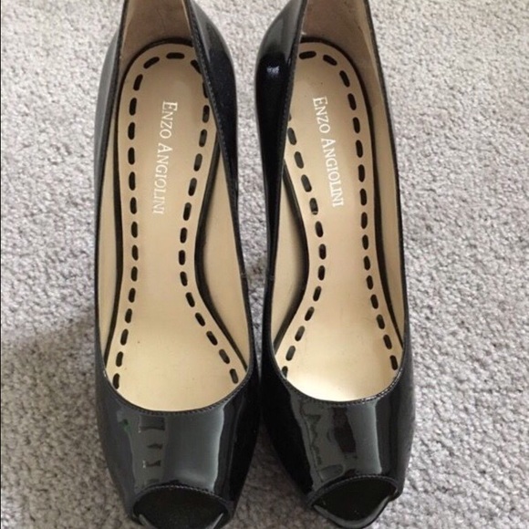 Black patent leather heels