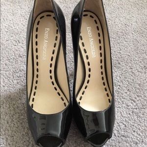 Black patent leather heels