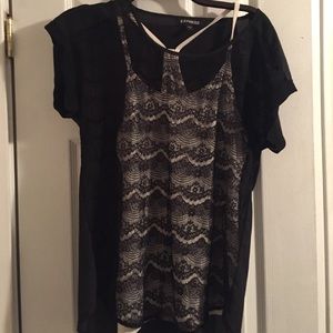Black front lace shirt sleeve
