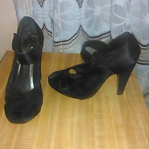 Satin black heels