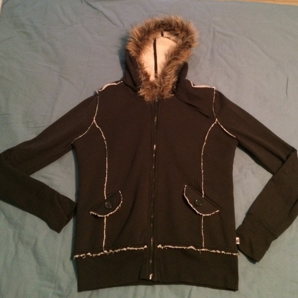 Soft faux fur lined hoodie