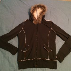 Soft faux fur lined hoodie