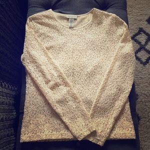 Ann Taylor Ivory Lace Long sleeve Top
