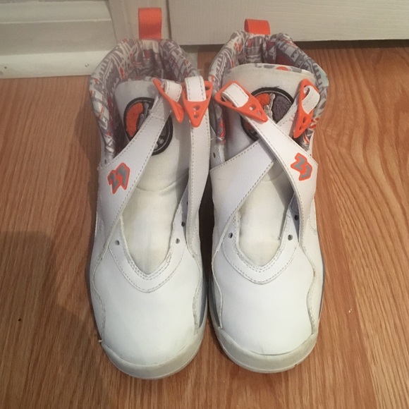 White orange and grey retro 8z Jordan's