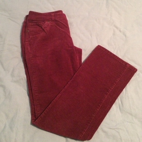 Burgundy cord skinny jeans