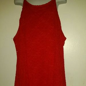 Red eyelet short dress