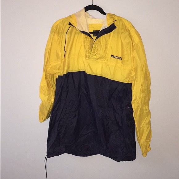 Blue and yellow raincoat