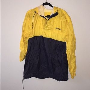Blue and yellow raincoat