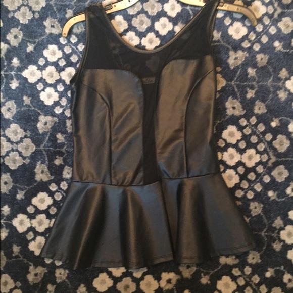 fake leather, black going out shirt