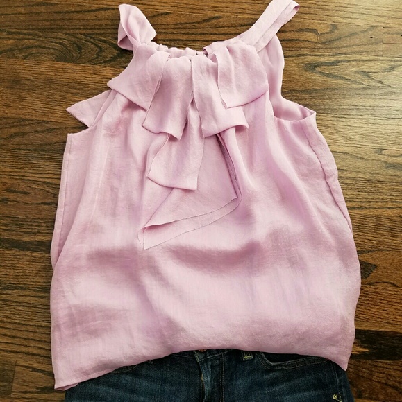 LOFT Tops - PRICE DROP!!LOFT Lilac Ruffle Neck Tie Back Top