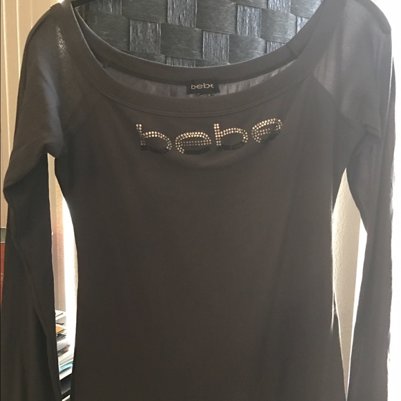 Large Bebe long sleeve blouse with rhinestones 💎
