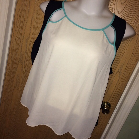 Lane Bryant Color Block Chiffon Tank w/ Cutouts - Picture 1 of 2