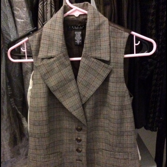 Laundry by Shelli Segal button up plaid vest Sz 2 - Picture 5 of 6