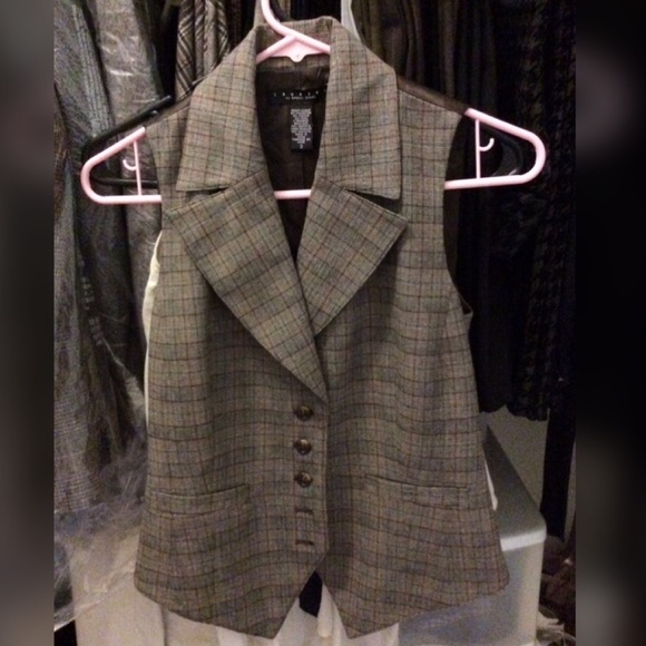 Laundry by Shelli Segal button up plaid vest Sz 2 - Picture 6 of 6