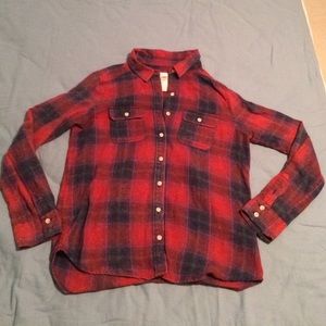 Red and Blue button down top