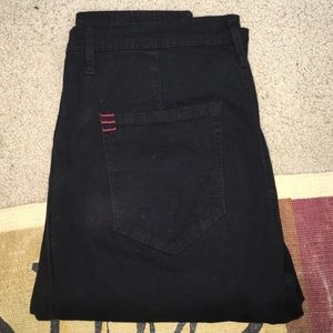 high wasted, showing zipper jeans