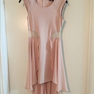 Bebe Blush Pink Mesh Cutout HighLow Chiffon dress