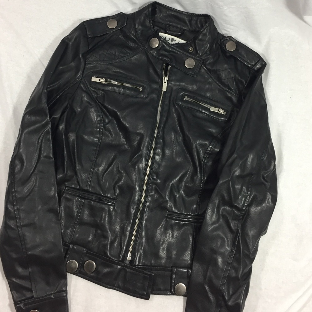Black Leather Wet Seal Jacket