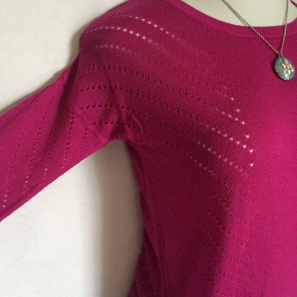 Express fuchsia pointelle sweater - Picture 2 of 4