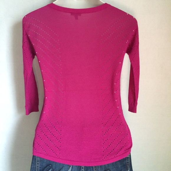 Express fuchsia pointelle sweater - Picture 3 of 4
