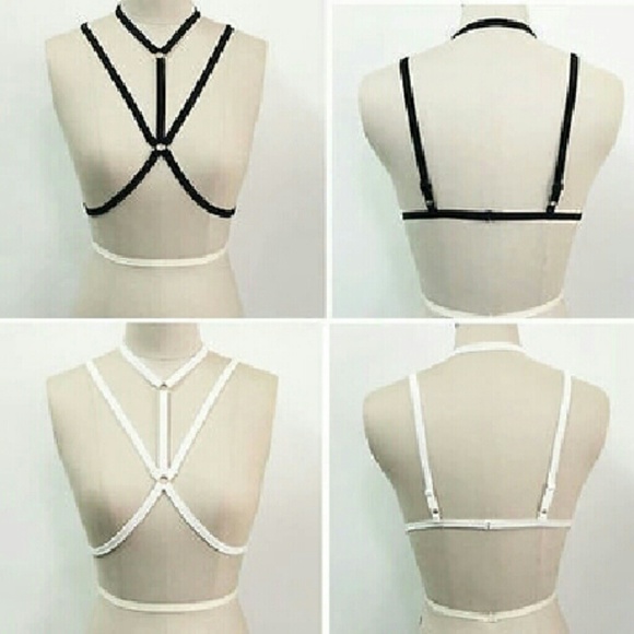 🆕 Handmade Hollow Caged Harness Bralette Black - Picture 4 of 5