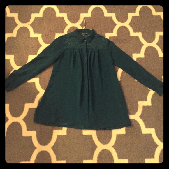 Dark green button down blouse
