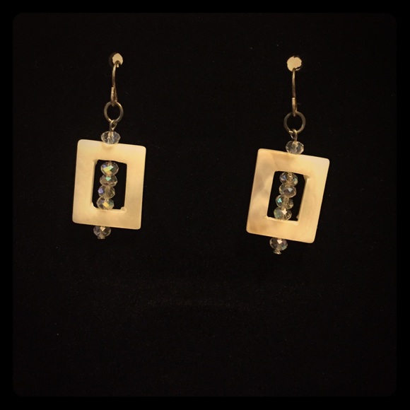 Stunning Mother-of-Pearl and Crystal Earrings
