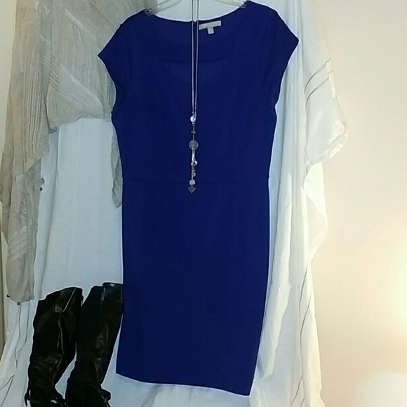 Blue knit knee length dress by Banana Republic