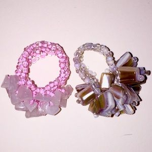 Elastic Gemstone & Beaded Rings