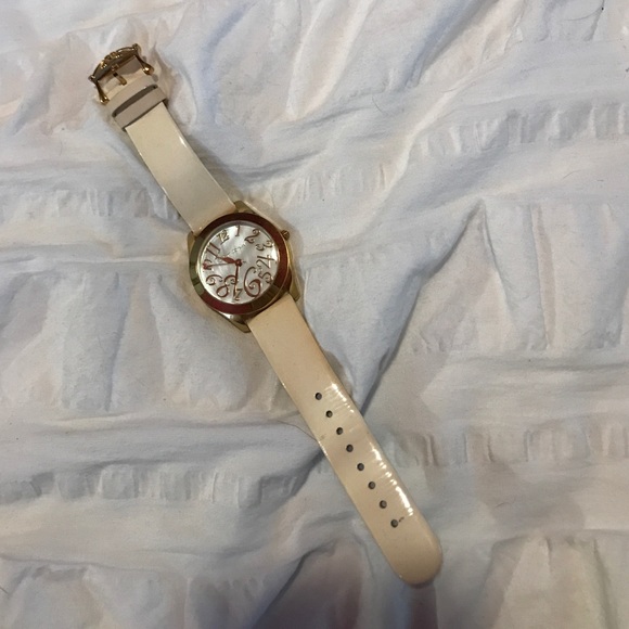 Betsey Johnson White Patent wrap Watch
