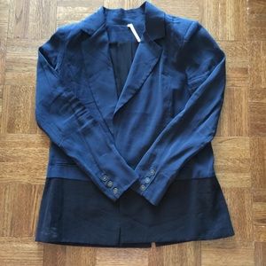 Light and dark blue silk suit jacket
