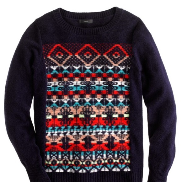 J. CREW Jacquard-Stitch Wool Sweater