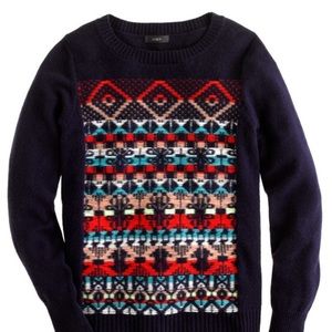 J. CREW Jacquard-Stitch Wool Sweater