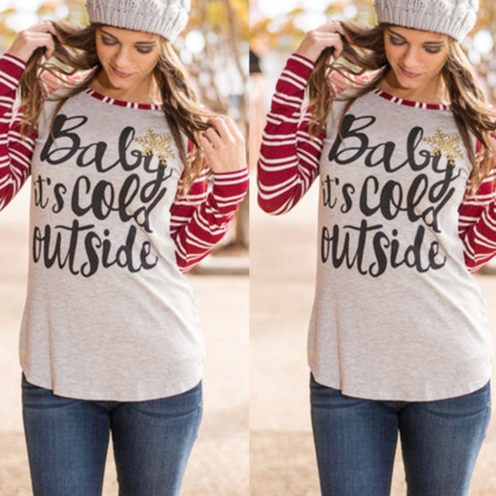 NEW! Stripe Letter "Baby it's cold outside" tee 🎁
