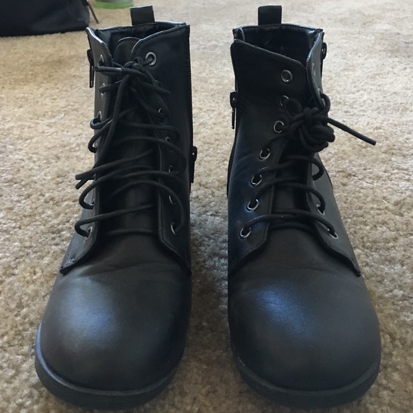 Black lace up ankle boots