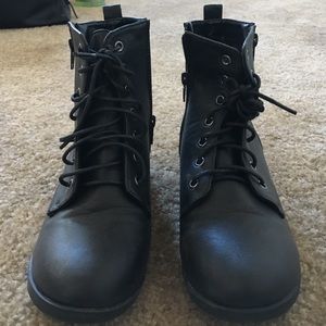 Black lace up ankle boots