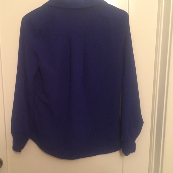 Navy Blue Button Up Blouse - Picture 3 of 3