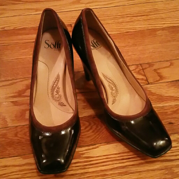 Burgundy patent leather shoes